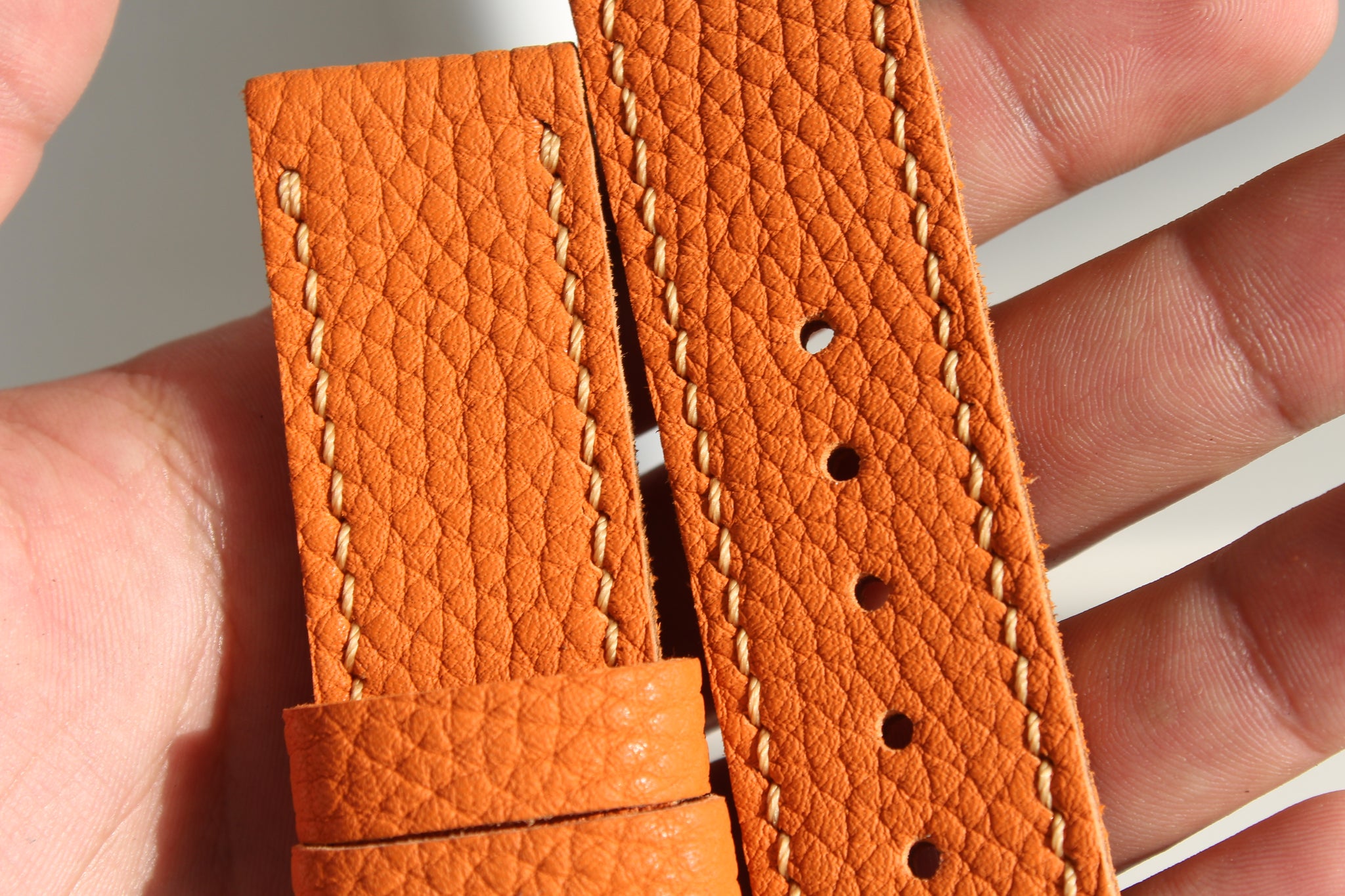 New Hermes 20mm Orange Leather Watch Strap D